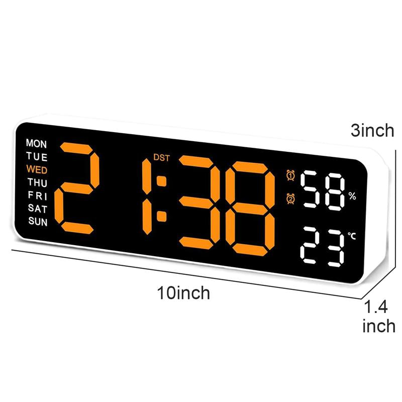 Decorative Digital Dual Alarm Clock for Bedroom, 10" LED Digital Wall Clock, Multi-Function Large Display Desk Clock with Temperature, Adjustable Brightness & Countdown Timer, 12/24H Display Modern Wall Clock Digital Light Set, Halloween Home Decor, Gifts