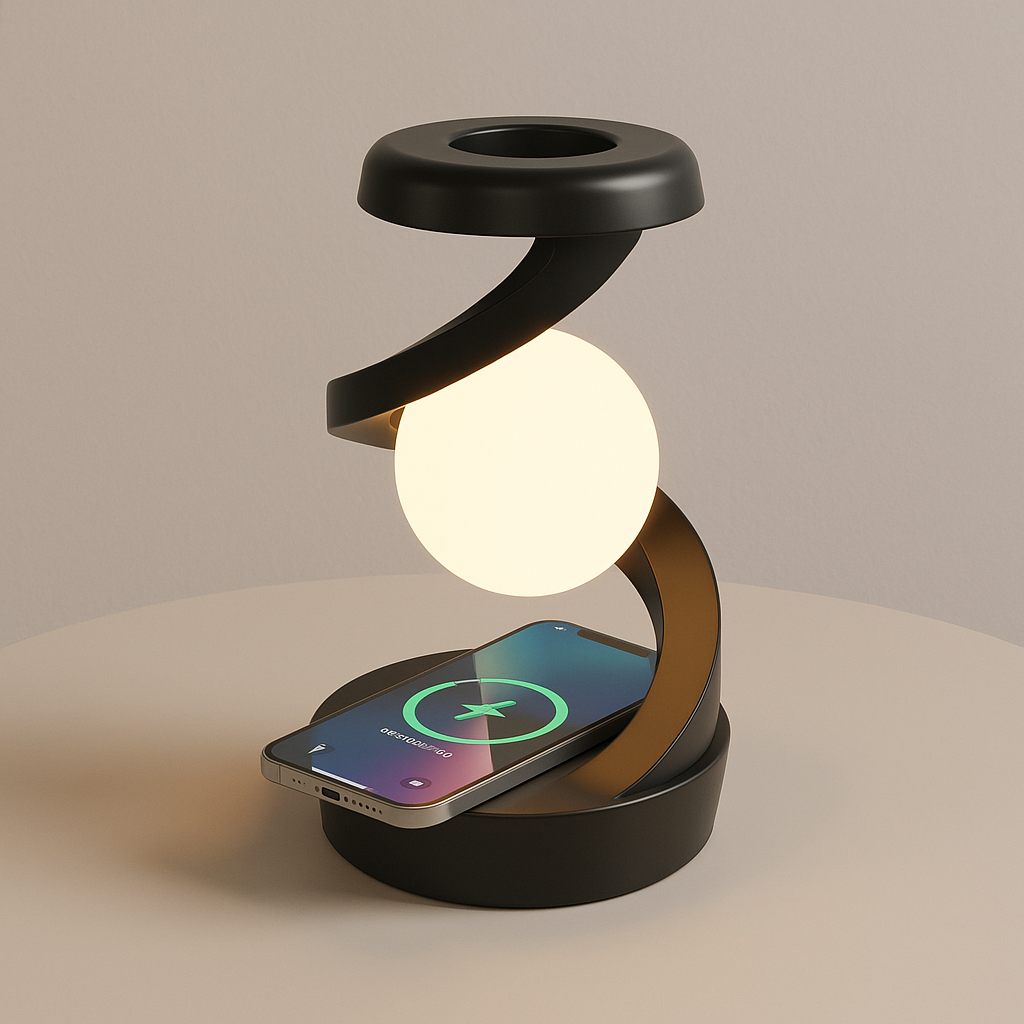 Lámpara de Luna LED Levitante 3D con Cargador Inalámbrico