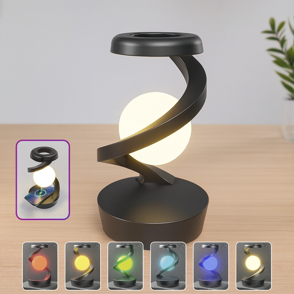 Lámpara de Luna LED Levitante 3D con Cargador Inalámbrico