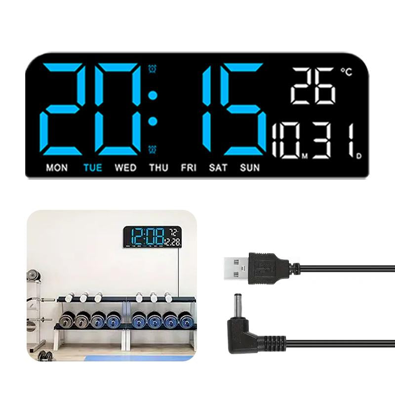 Decorative Digital Dual Alarm Clock for Bedroom, 10" LED Digital Wall Clock, Multi-Function Large Display Desk Clock with Temperature, Adjustable Brightness & Countdown Timer, 12/24H Display Modern Wall Clock Digital Light Set, Halloween Home Decor, Gifts
