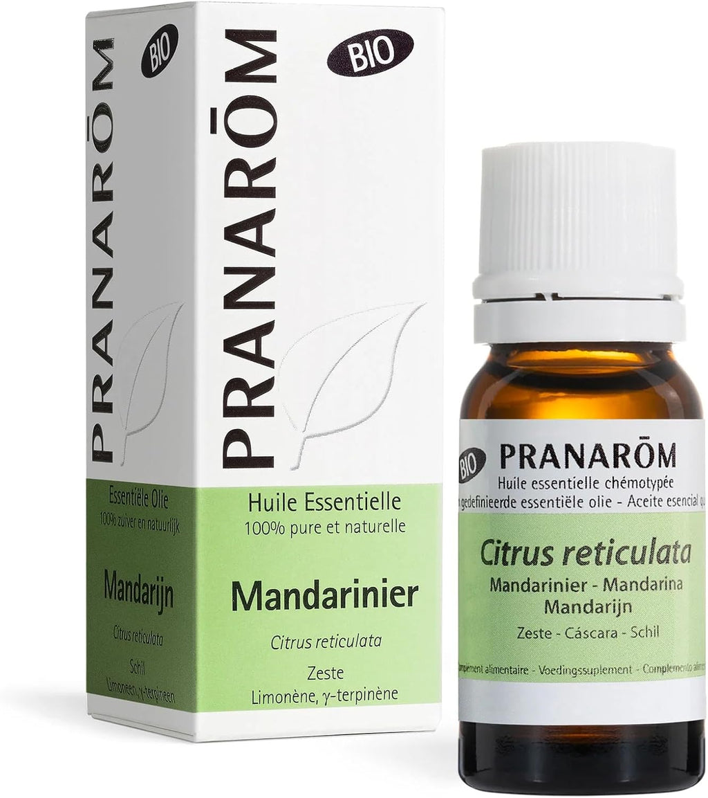 PRANAROM Aceite Esencial Mandarina, 100% Quimiotipado, Citrus Reticulata, Cáscara, Digestión Y Salud Intestinal, Difusión Atmosférica, Curas Depurativas Y Adelgazamiento, Equilibrio Emocional, 10 Ml
